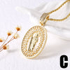 Wholesale Jewelry Cross Pendant Necklace Copper 18K Gold Plated Electroplating Geometric Style Box Chain
