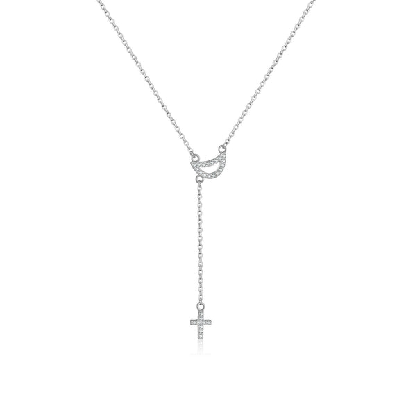 Wholesale Jewelry Cross Tassel Pendant Necklace 925 Sterling Silver Geometric Electroplated For Girls