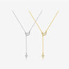 Wholesale Jewelry Cross Tassel Pendant Necklace 925 Sterling Silver Geometric Electroplated For Girls