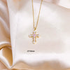 Wholesale Jewelry Cross Titanium Steel Mixed Gemstone Pendant Necklace With Electroplating Simple Design