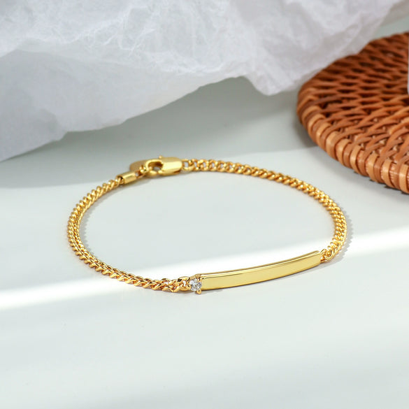 Wholesale Jewelry Cuban Chain Bracelet Copper 18K Gold Plated Geometric Diamond Female Couple Style