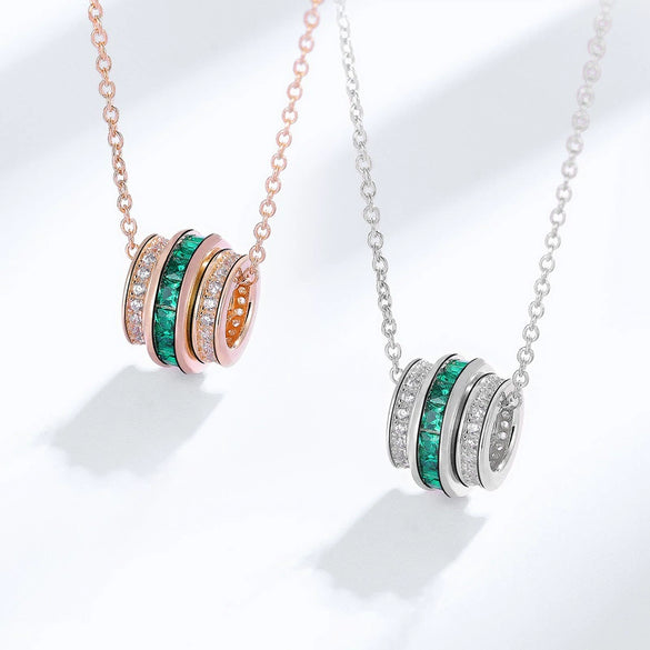 Wholesale Jewelry Cultivating Emerald 925 Silver Geometric Diamond Pendant Necklace Ochain
