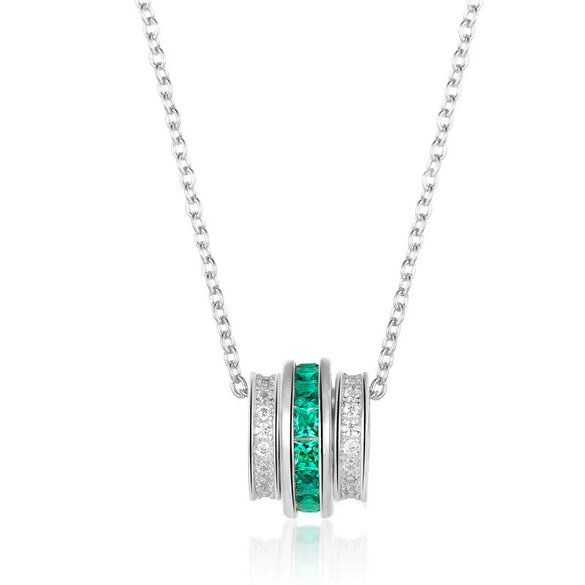 Wholesale Jewelry Cultivating Emerald 925 Silver Geometric Diamond Pendant Necklace Ochain