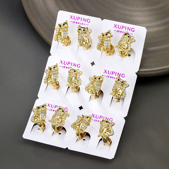 Wholesale Jewelry Cute Animal Cat Earring Copperzinc Alloy Electroplating For Women