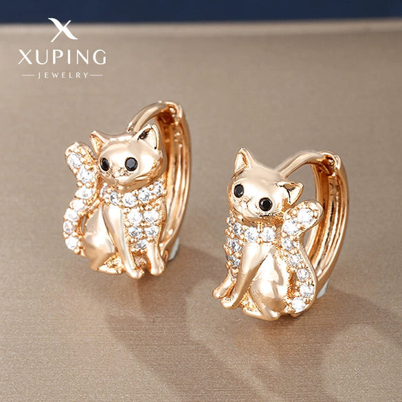 Wholesale Jewelry Cute Animal Cat Earring Copperzinc Alloy Electroplating For Women
