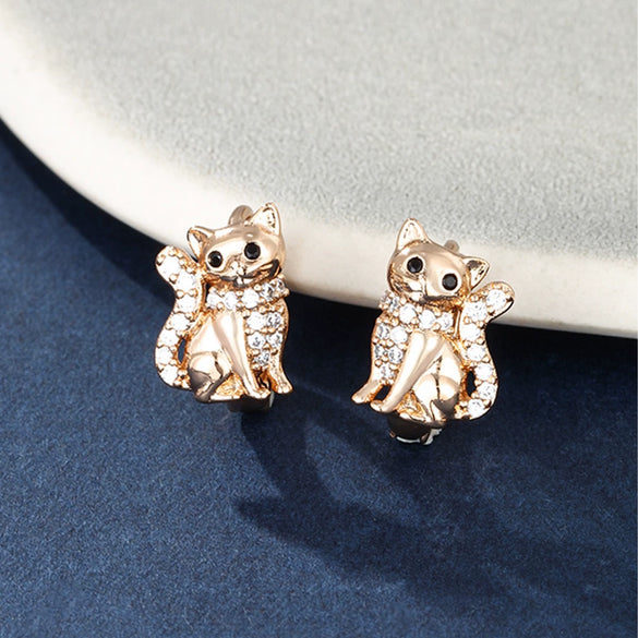 Wholesale Jewelry Cute Animal Cat Earring Copperzinc Alloy Electroplating For Women