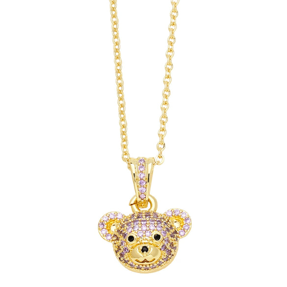 Wholesale Jewelry Cute Animal Zodiac Copper Necklace With Zircon Inlay And O Word Chain