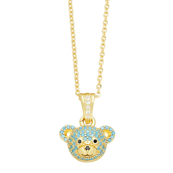 Wholesale Jewelry Cute Animal Zodiac Copper Necklace With Zircon Inlay And O Word Chain