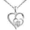 Wholesale Jewelry Cute Cat Claw Love Double Peach Heart Zircon Mixed Gemstone Inlay Copper Pendant Necklace