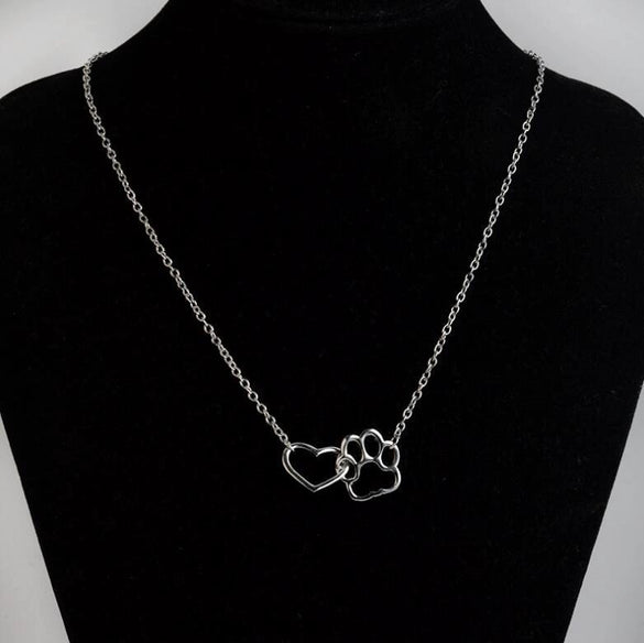 Wholesale Jewelry Cute Cat Paw Print Peach Heart Stainless Steel Necklace With Electroplating Treatment