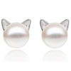 Wholesale Jewelry Cute Geometric Animal Zodiac Copper Mixed Gemstone Inlay Zirconia Cat Ears Imitation Pearl Necklace For Women