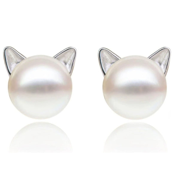 Wholesale Jewelry Cute Geometric Animal Zodiac Copper Mixed Gemstone Inlay Zirconia Cat Ears Imitation Pearl Necklace For Women
