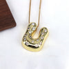 Wholesale Jewelry Cute Gold Plated Balloon Bubble Pendant Snake Chain Necklace Copper Alloy With Zircon Inlay And Letter Pattern