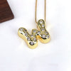Wholesale Jewelry Cute Gold Plated Balloon Bubble Pendant Snake Chain Necklace Copper Alloy With Zircon Inlay And Letter Pattern