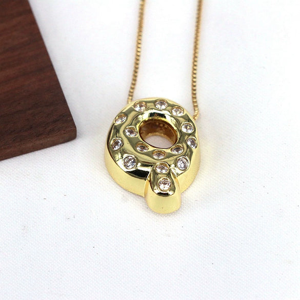 Wholesale Jewelry Cute Gold Plated Balloon Bubble Pendant Snake Chain Necklace Copper Alloy With Zircon Inlay And Letter Pattern