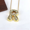 Wholesale Jewelry Cute Gold Plated Balloon Bubble Pendant Snake Chain Necklace Copper Alloy With Zircon Inlay And Letter Pattern