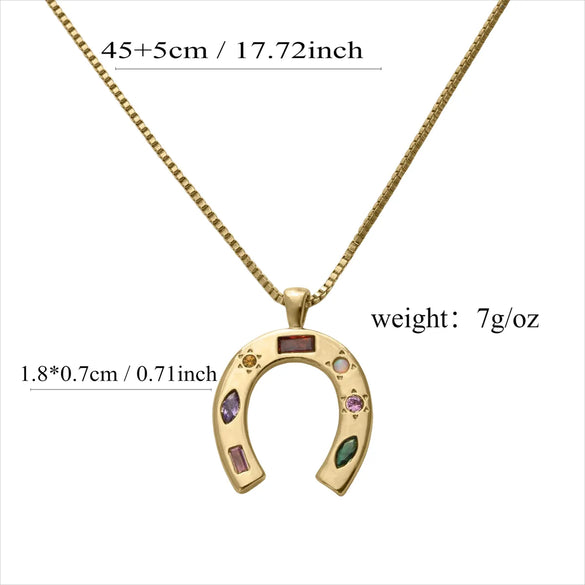 Wholesale Jewelry Cute Pentagram U Shape 18K Gold Plated Plating Pendant Necklace