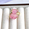 Wholesale Jewelry Cute Resin Animal Bear Inlaid Zirconium Electroplated Open Ring For Women