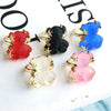 Wholesale Jewelry Cute Resin Animal Bear Inlaid Zirconium Electroplated Open Ring For Women