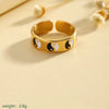 Wholesale Jewelry Cute Romantic Pastoral Leaves Heart Shape Snake 304 Stainless Steel 18K Gold Plated Enamel Rings