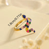 Wholesale Jewelry Cute Romantic Pastoral Leaves Heart Shape Snake 304 Stainless Steel 18K Gold Plated Enamel Rings