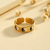 Wholesale Jewelry Cute Romantic Pastoral Leaves Heart Shape Snake 304 Stainless Steel 18K Gold Plated Enamel Rings