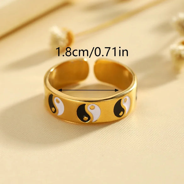 Wholesale Jewelry Cute Romantic Pastoral Leaves Heart Shape Snake 304 Stainless Steel 18K Gold Plated Enamel Rings