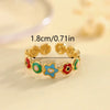 Wholesale Jewelry Cute Romantic Pastoral Leaves Heart Shape Snake 304 Stainless Steel 18K Gold Plated Enamel Rings