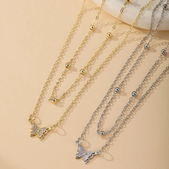 Wholesale Jewelry Cute Simple Style Butterfly 304 Stainless Steel Gold Plated Pendant Necklace