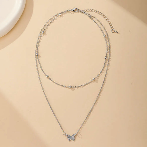 Wholesale Jewelry Cute Simple Style Butterfly 304 Stainless Steel Gold Plated Pendant Necklace