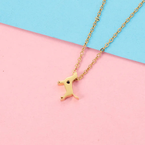 Wholesale Jewelry Cute Simple Style Dog Heart Shape 304 Stainless Steel 18K Gold Plated Plating Pendant Necklace