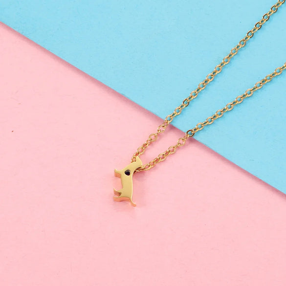 Wholesale Jewelry Cute Simple Style Dog Heart Shape 304 Stainless Steel 18K Gold Plated Plating Pendant Necklace