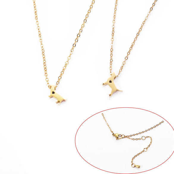 Wholesale Jewelry Cute Simple Style Dog Heart Shape 304 Stainless Steel 18K Gold Plated Plating Pendant Necklace
