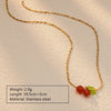 Wholesale Jewelry Cute Sweet Cherry Fruit 304 Stainless Steel 18K Gold Plated Plating Earrings Necklace Jewelry Set