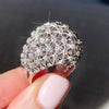 Wholesale Jewelry Daisy Crown Wave Pattern Copper Inlaid Zircon Women's Ring