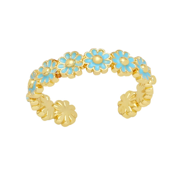 Wholesale Jewelry Daisy Enamel Copper Open Ring Electroplating Minimalist Design