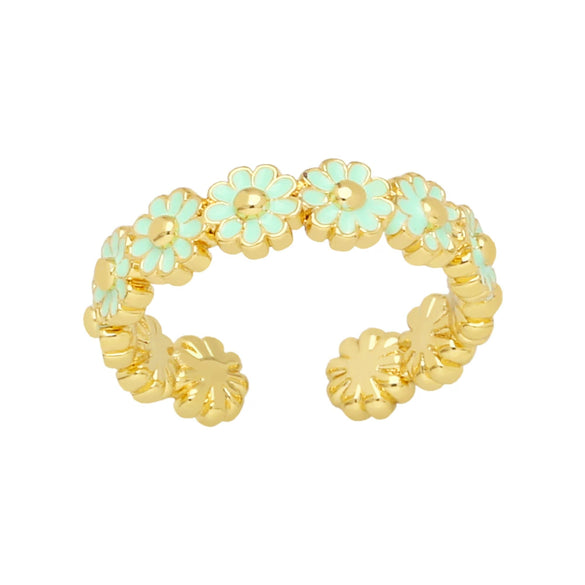 Wholesale Jewelry Daisy Enamel Copper Open Ring Electroplating Minimalist Design