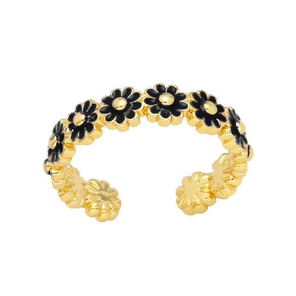 Wholesale Jewelry Daisy Enamel Copper Open Ring Electroplating Minimalist Design