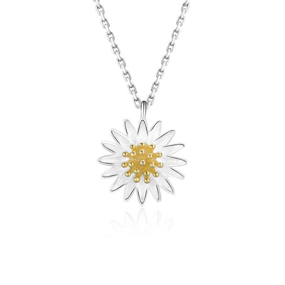 Wholesale Jewelry Daisy Style 925 Sterling Silver Necklace With Electroplating Treatment
