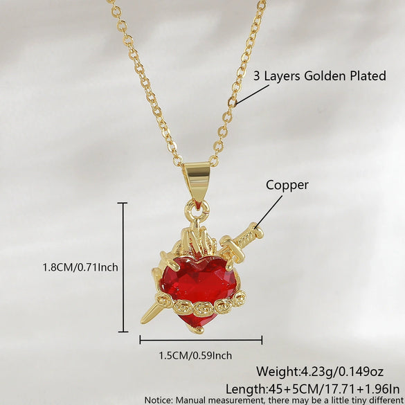 Wholesale Jewelry Dark Ins Love Rose Copper O Word Chain Sacred Heart Cross Pendant Diamondencrusted Fashion Crystal Necklace For Women