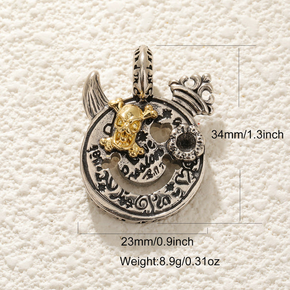 Wholesale Jewelry Dark Style Copper Goldplated Skull Crown Pumpkin Pendant Necklace With Zirconia Design