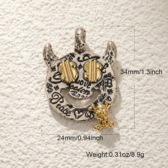 Wholesale Jewelry Dark Style Copper Goldplated Skull Crown Pumpkin Pendant Necklace With Zirconia Design