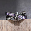 Wholesale Jewelry Dark Style Geometric Copper Ring With Zirconia Double Layer Design For Women