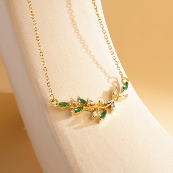 Wholesale Jewelry Deer Antler Titanium Steel And Copper Real Gold Plated Necklace Sweet Animal Style Fashion Accessories