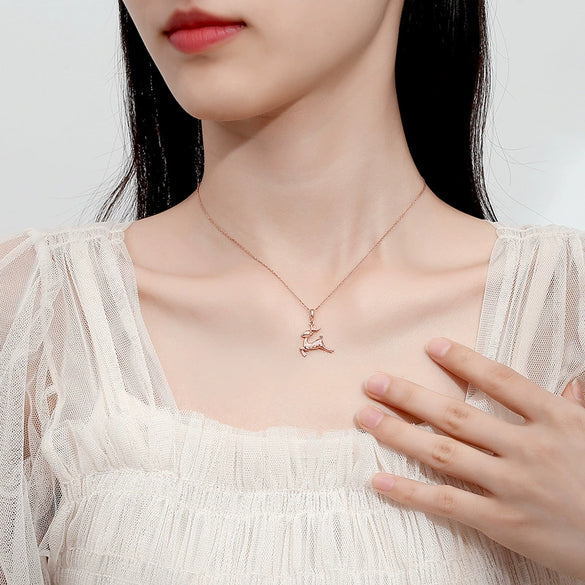 Wholesale Jewelry Deer Shape 925 Silver Necklace With Geometric Pattern For Women