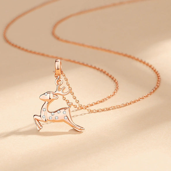 Wholesale Jewelry Deer Shape 925 Silver Necklace With Geometric Pattern For Women