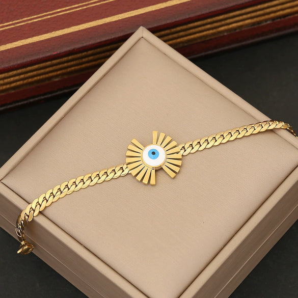 Wholesale Jewelry Devil's Eye Stainless Steel Clavicle Chain Necklace With Electroplating For Women