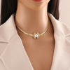 Wholesale Jewelry Devil's Eye Stainless Steel Clavicle Chain Necklace With Electroplating For Women