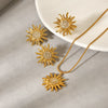 Wholesale Jewelry Diamond Sunflower Necklace Open Ring Earrings For Women Titanium Steel Stainless Steel Electroplated Flower Shape