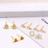Wholesale Jewelry Diy Accessories Copper 925 Silver Needle Set With Diamond Hook Earrings Plated With 18K Real Gold Hanging Earrings Electroplating Flowers Style
